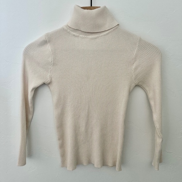 Cream Ribbed Turtleneck - Picture 1 of 1